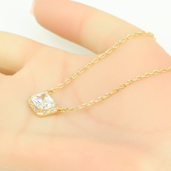 "Elegant Rose Gold Necklace with Crystal Charm, XPNL0392 - Picture 4 of 13